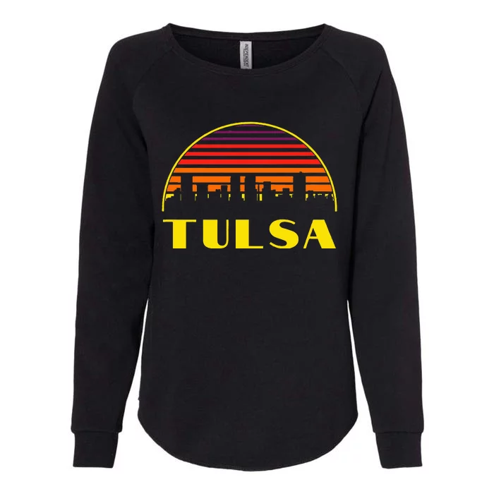 Retro Tulsa Oklahoma Downtown Skyline Womens California Wash Sweatshirt