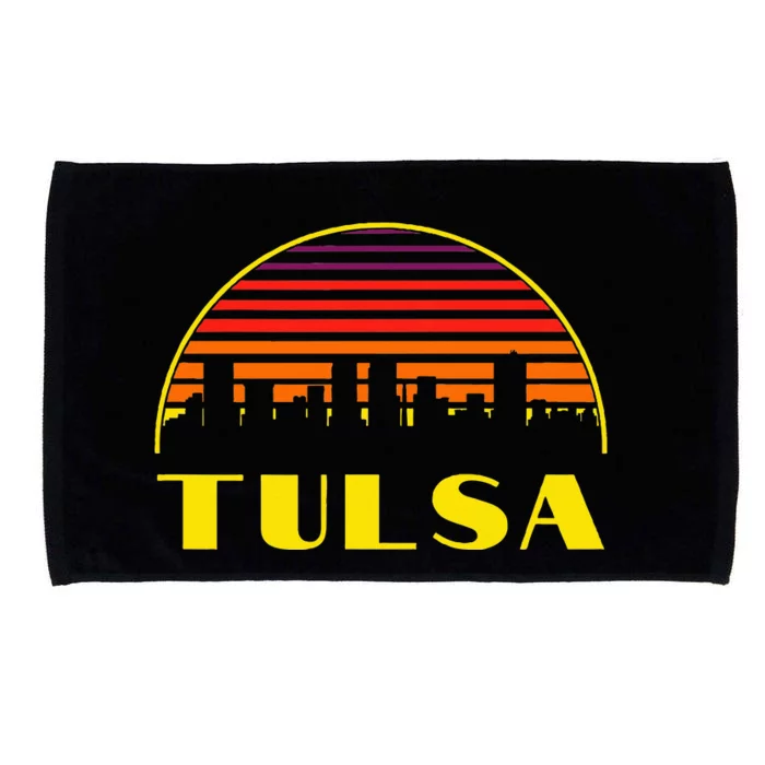 Retro Tulsa Oklahoma Downtown Skyline Microfiber Hand Towel