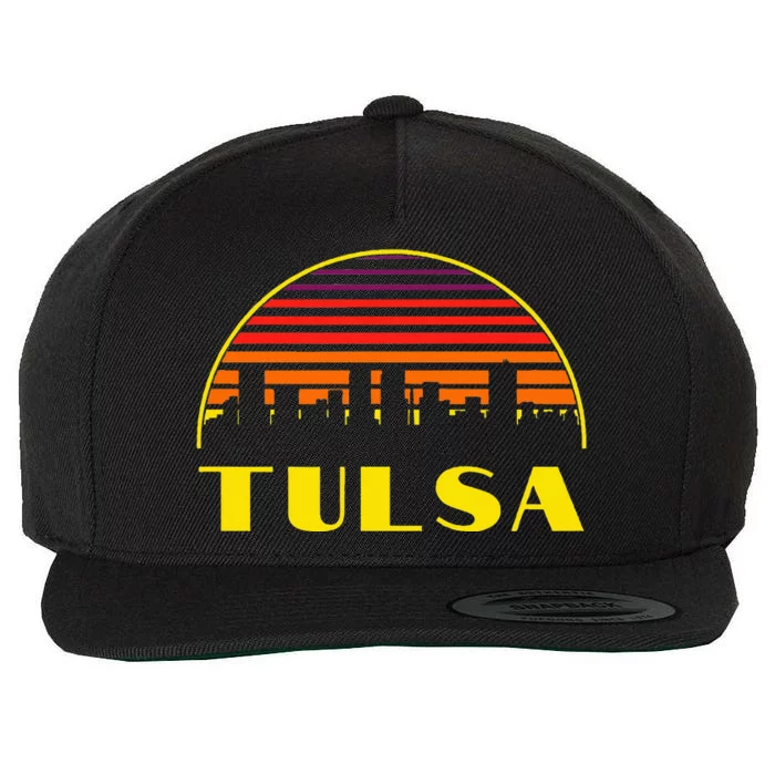 Retro Tulsa Oklahoma Downtown Skyline Wool Snapback Cap