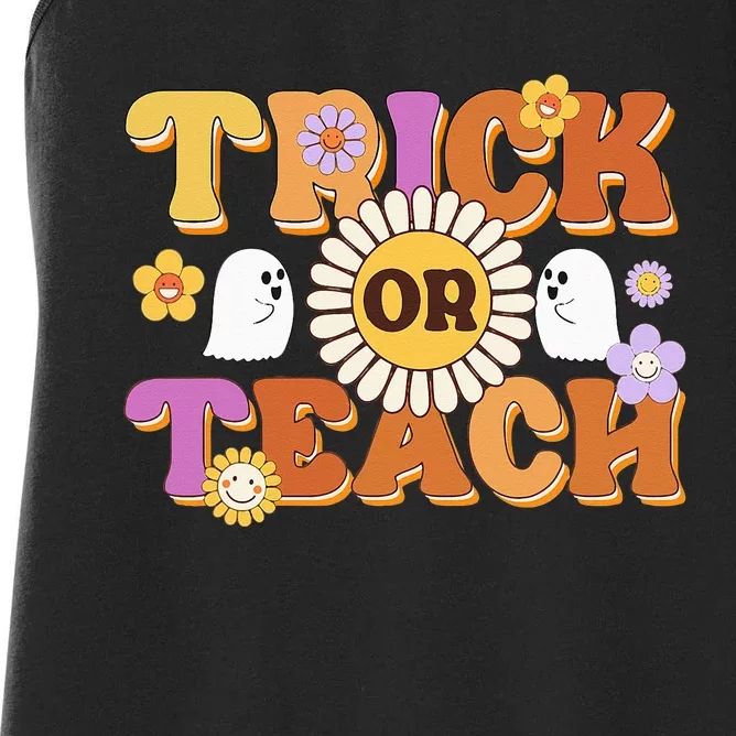 Retro Trick Or Teach Ghost Teacher Halloween Wo Women's Racerback Tank