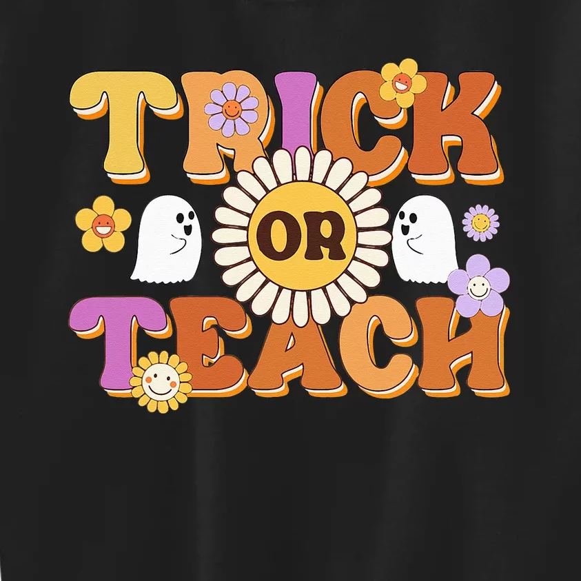 Retro Trick Or Teach Ghost Teacher Halloween Wo Kids Sweatshirt