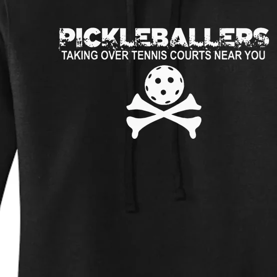 retro Taking Over Tennis Courts Near You Pickleballers Women's Pullover Hoodie