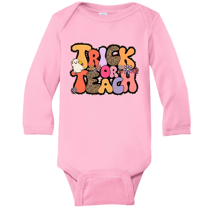 Retro Trick Or Teach Teacher Halloween Baby Long Sleeve Bodysuit