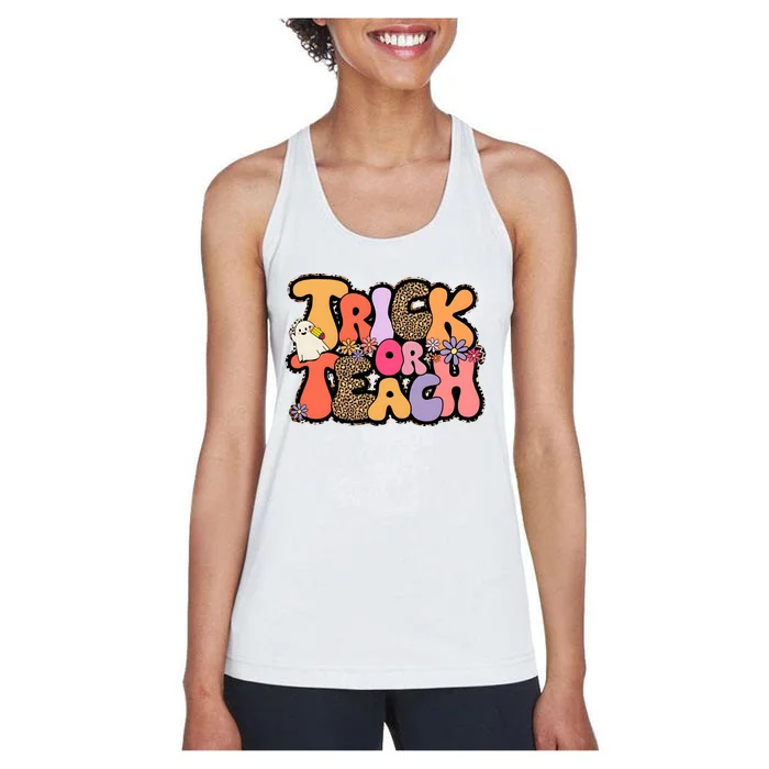 Retro Trick Or Teach Teacher Halloween Women's Racerback Tank