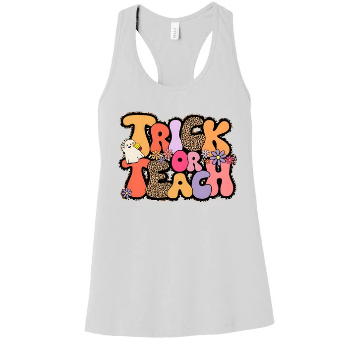 Retro Trick Or Teach Teacher Halloween Women's Racerback Tank