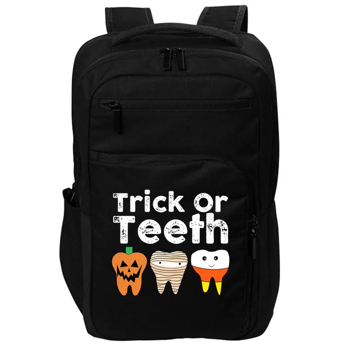 Retro Trick Or Teeth Dental Funny Halloween Pumpkin Candy Funny Gift Impact Tech Backpack