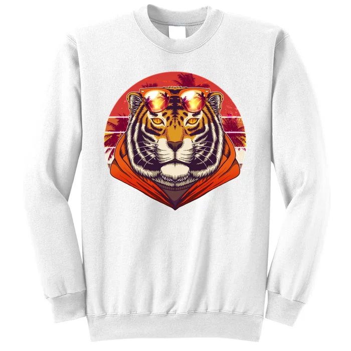 Retro Tropical Palm Tree Hipster Tiger Sweatshirt