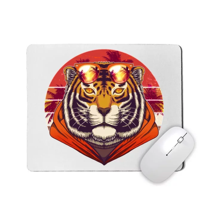 Retro Tropical Palm Tree Hipster Tiger Mousepad