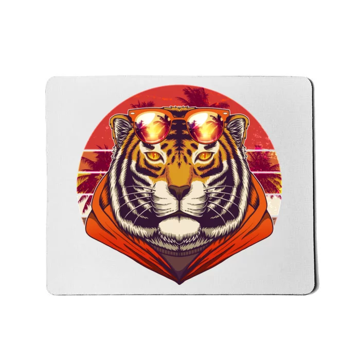 Retro Tropical Palm Tree Hipster Tiger Mousepad