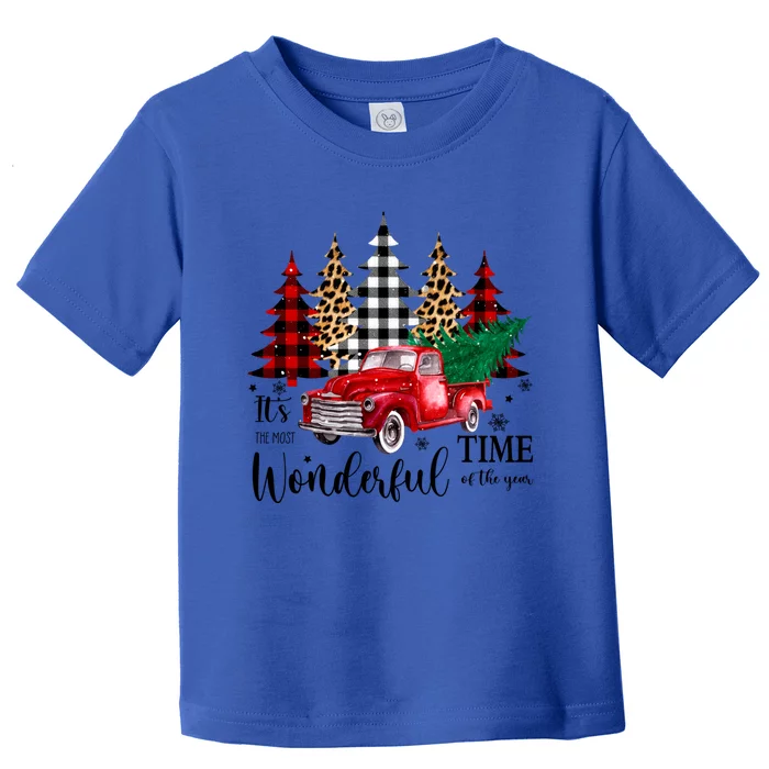 Red Truck Pick Up Christmas Tree Most Wonderful Time Of Year Great Gift Toddler T-Shirt