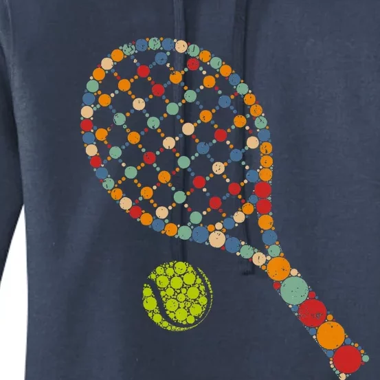 Retro Tennis Player & Ball With Polka Dots Happy Dot Day Women's Pullover Hoodie