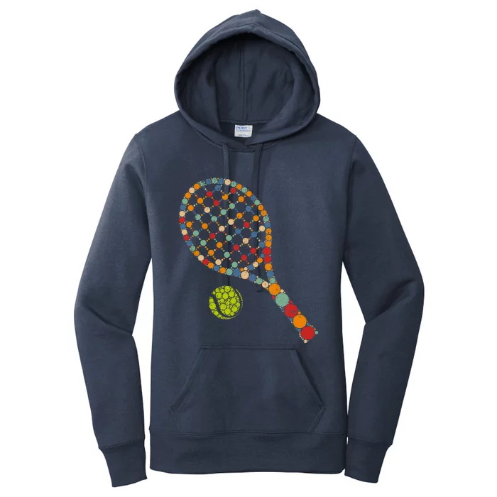 Retro Tennis Player & Ball With Polka Dots Happy Dot Day Women's Pullover Hoodie