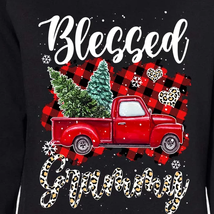 Red Truck Plaid Xmas Tree Blessed Grammy Family Christmas Gift Womens California Wash Sweatshirt