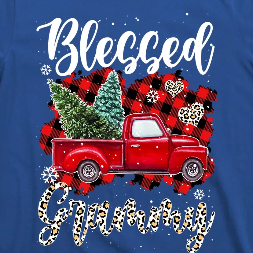 Red Truck Plaid Xmas Tree Blessed Grammy Family Christmas Gift T-Shirt