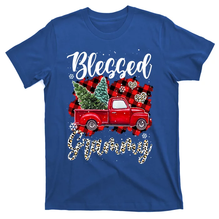 Red Truck Plaid Xmas Tree Blessed Grammy Family Christmas Gift T-Shirt