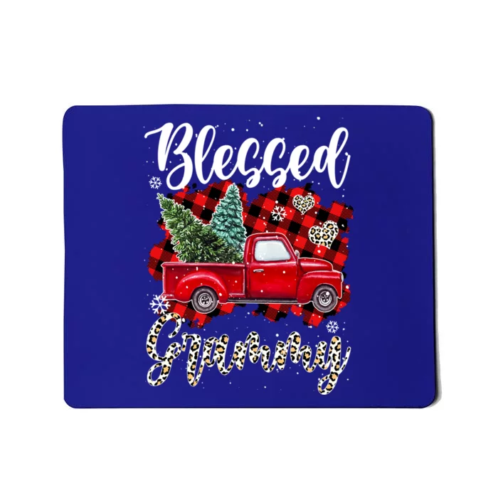 Red Truck Plaid Xmas Tree Blessed Grammy Family Christmas Gift Mousepad