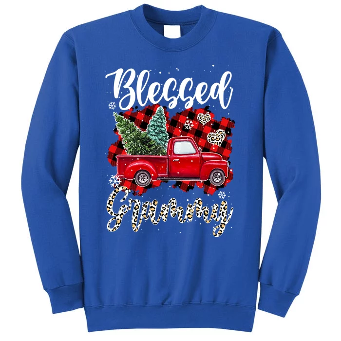 Red Truck Plaid Xmas Tree Blessed Grammy Family Christmas Gift Tall Sweatshirt