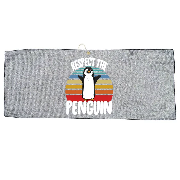 Respect The Penguin Funny Penguin Birds Love Funny Gift Large Microfiber Waffle Golf Towel