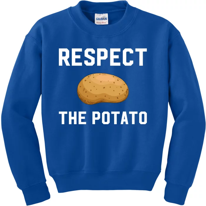 Respect The Potato Vegetable Gardeners Gift Potato Themed Cool Gift Kids Sweatshirt