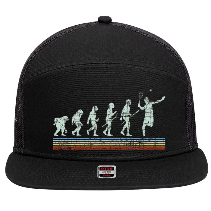 Retro Tennis Player Evolution Racket Game Sports Lover 7 Panel Mesh Trucker Snapback Hat