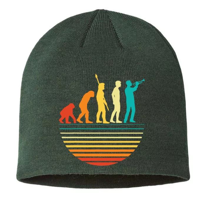 Retro Trumpet Player Marching Band Trumpeter I Evolution 8 1/2in Sustainable Knit Beanie