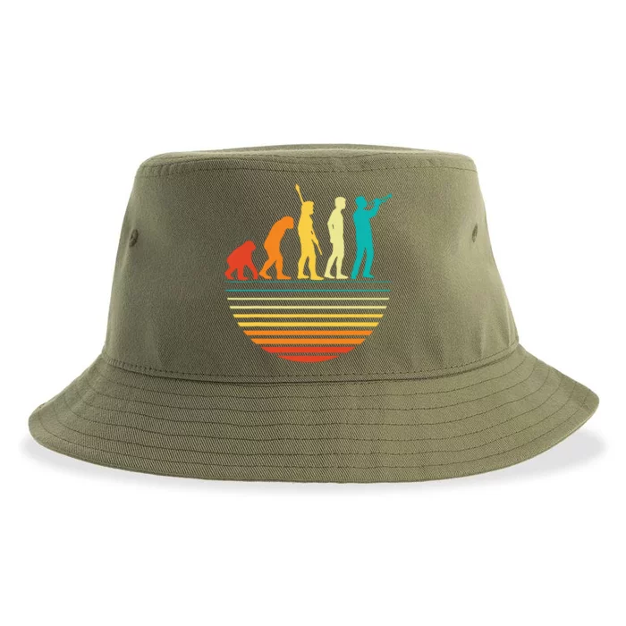 Retro Trumpet Player Marching Band Trumpeter I Evolution Sustainable Bucket Hat