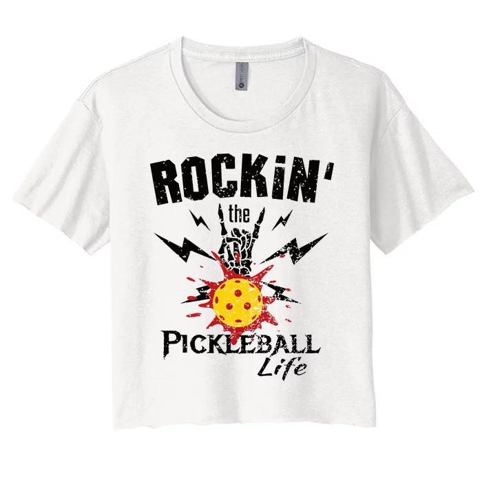 Rockin' the Pickleball Life Vintage Women's Crop Top Tee