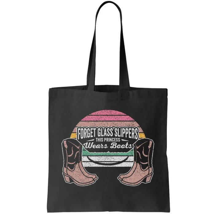 Retro This Princess Wears Boots Cowboy Western Cowgirl Tote Bag