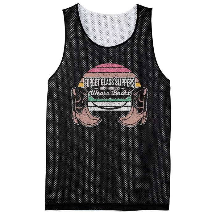 Retro This Princess Wears Boots Cowboy Western Cowgirl Mesh Reversible Basketball Jersey Tank