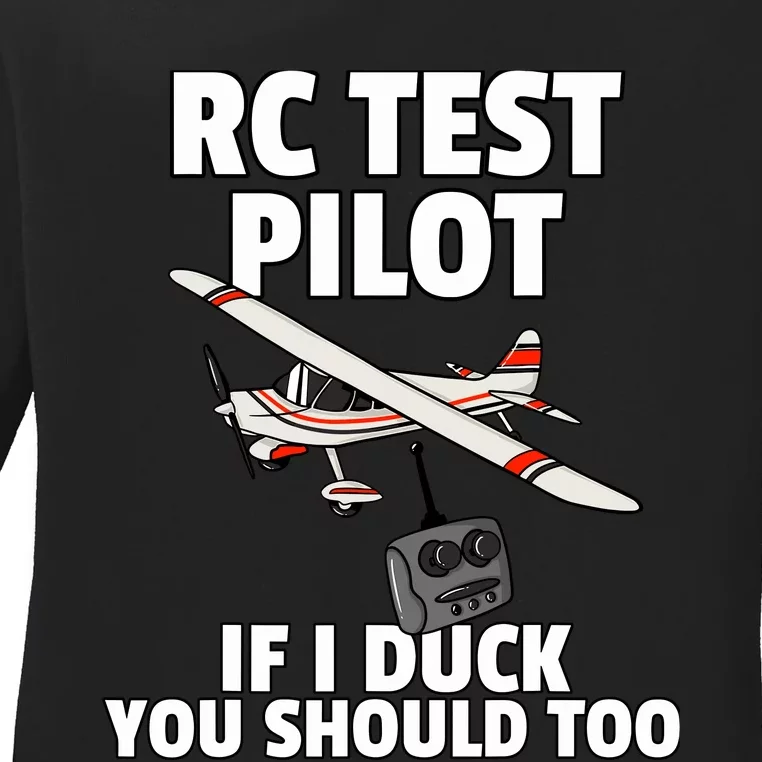 Rc Test Pilot Gift For Rc Plane Model Airplane Lover Ladies Long Sleeve Shirt