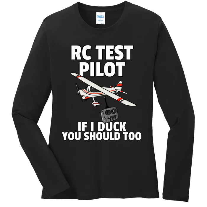 Rc Test Pilot Gift For Rc Plane Model Airplane Lover Ladies Long Sleeve Shirt