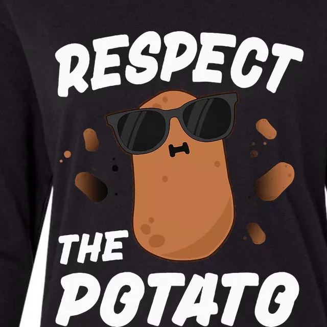 Respect The Potato Funny Vegetable Womens Cotton Relaxed Long Sleeve T-Shirt