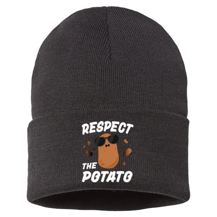 Respect The Potato Funny Vegetable Sustainable Knit Beanie