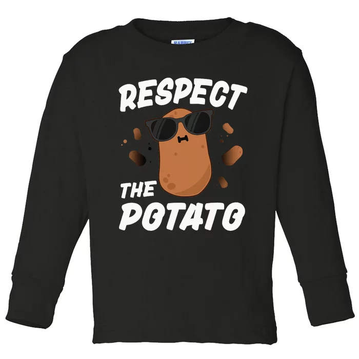 Respect The Potato Funny Vegetable Toddler Long Sleeve Shirt