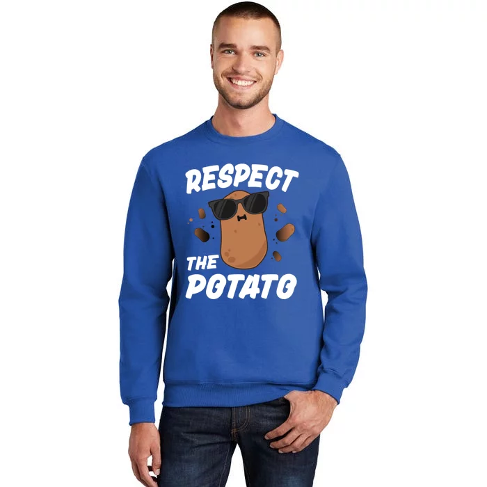 Respect The Potato Gift For Kids Boys Men Funny Vegetable Gift Tall Sweatshirt