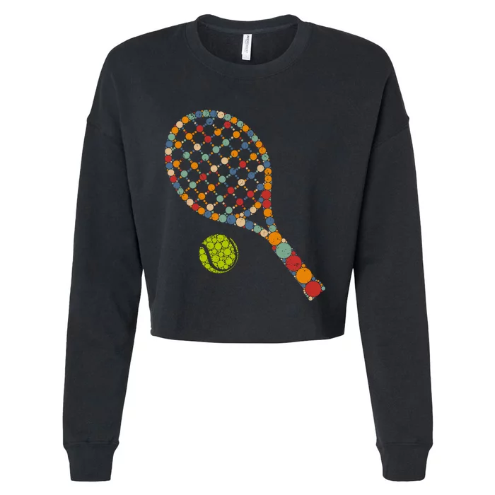 Retro Tennis Player & Ball With Polka Dots Happy Dot Day Boy Cropped Pullover Crew