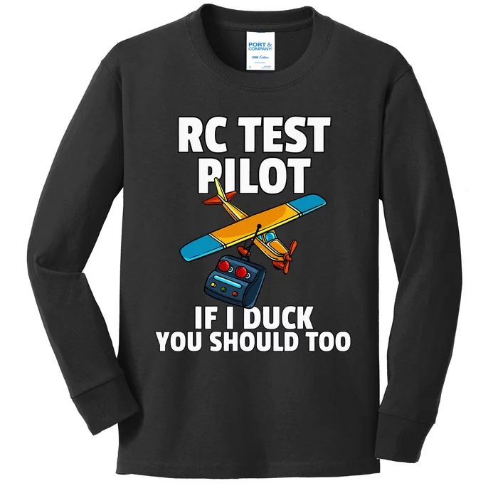 RC Test Pilot For RC Plane Model Airplane Lover Kids Long Sleeve Shirt