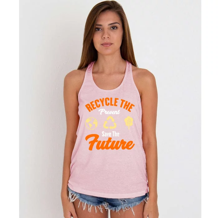 Recycle The Present Save The Future Climate Change Gift Women's Knotted Racerback Tank