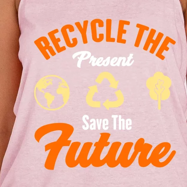 Recycle The Present Save The Future Climate Change Gift Women's Knotted Racerback Tank