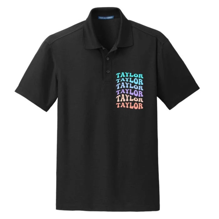 Retro T.aylor Personalized Name I Love T.aylor Dry Zone Grid Performance Polo