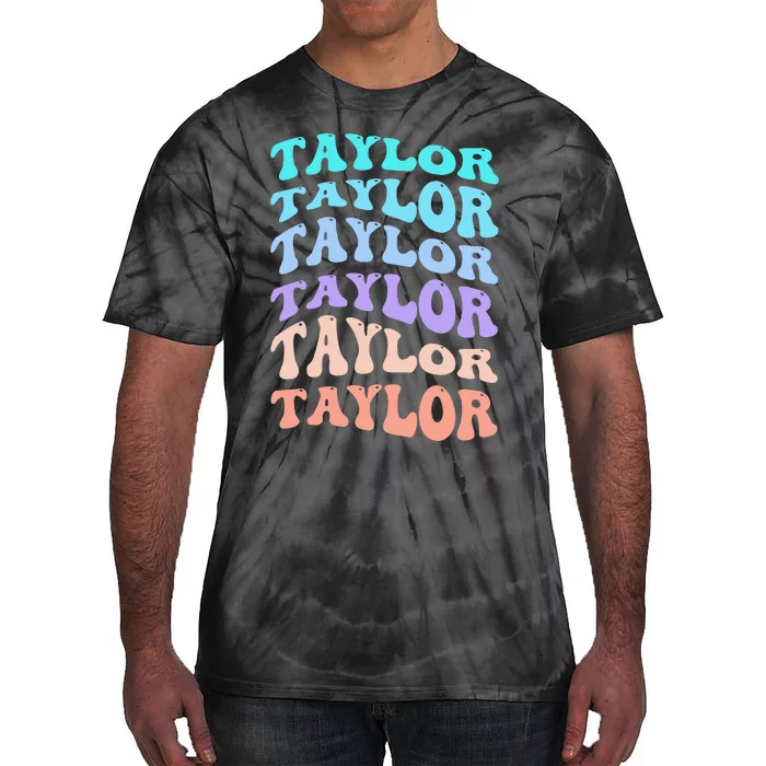 Retro T.aylor Personalized Name I Love T.aylor Tie-Dye T-Shirt