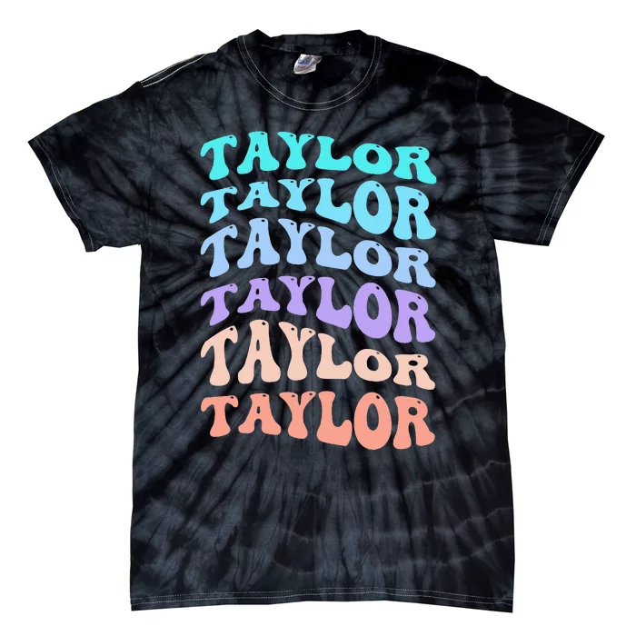 Retro T.aylor Personalized Name I Love T.aylor Tie-Dye T-Shirt