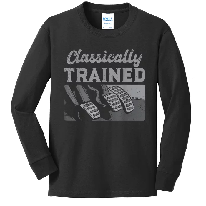 Racing Three Pedals Classically Trained Manual Transmission Kids Long Sleeve Shirt