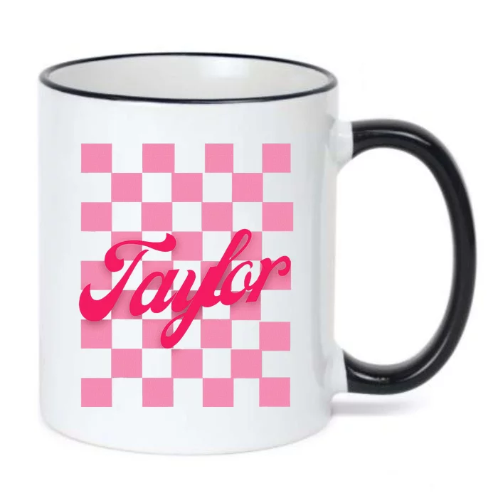 Retro Taylor Personalized Groovy Birthday Girl Design Black Color Changing Mug