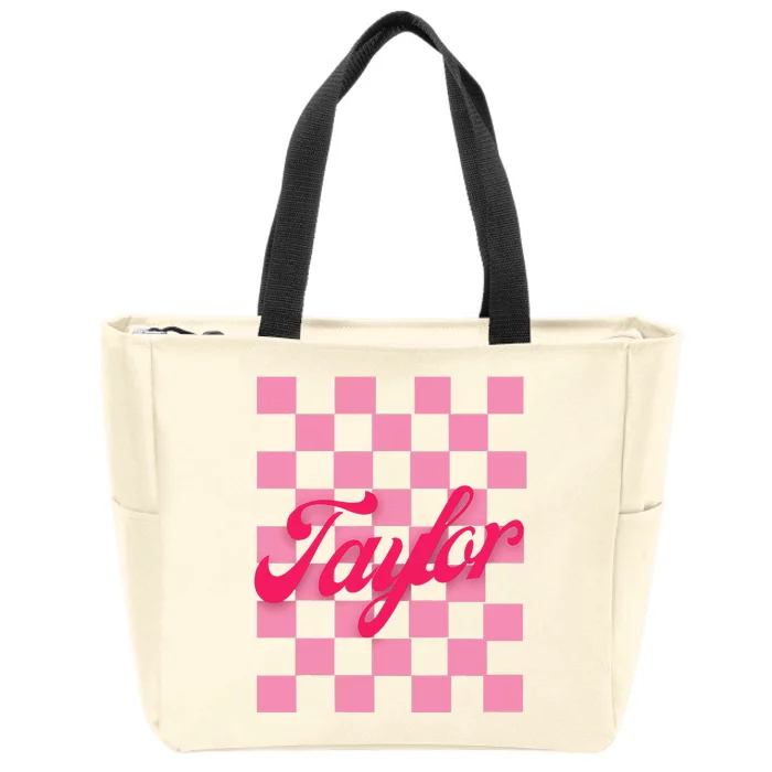 Retro Taylor Personalized Groovy Birthday Girl Design Zip Tote Bag