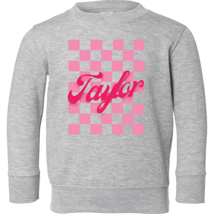 Retro Taylor Personalized Groovy Birthday Girl Design Toddler Sweatshirt