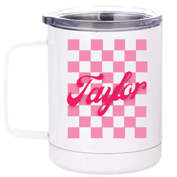 Retro Taylor Personalized Groovy Birthday Girl Design Front & Back 12oz Stainless Steel Tumbler Cup