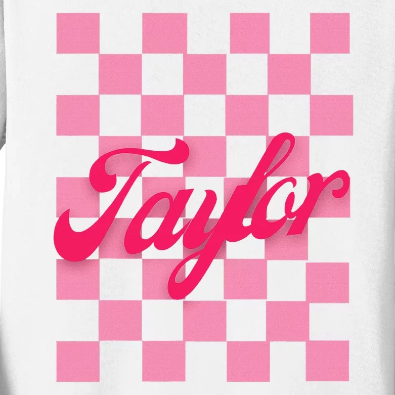 Retro Taylor Personalized Groovy Birthday Girl Design Kids Long Sleeve Shirt