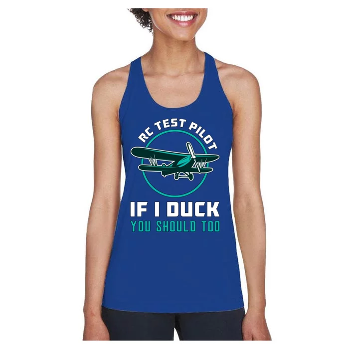 Rc Test Pilot If I Duck Model Airplane Vintage Rc Plane Gift Women's Racerback Tank