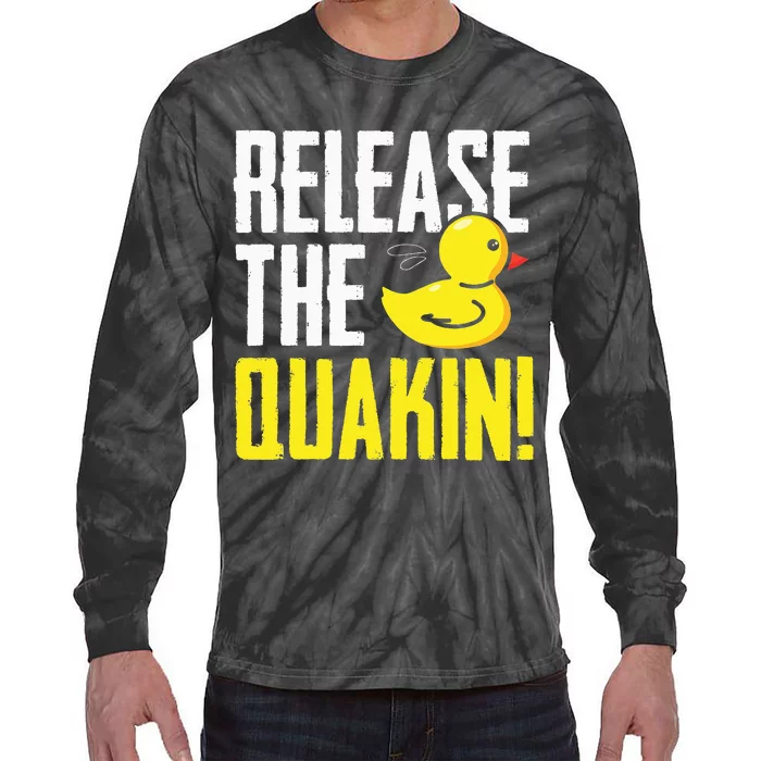 Release The Quackin! Graphic Rubber Duck Funny Tie-Dye Long Sleeve Shirt